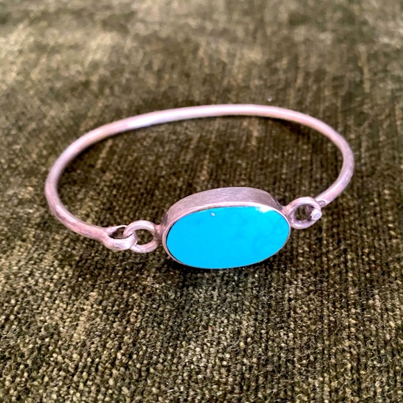 Vintage Silver & Turquoise Bracelet - Picture 2 of 11